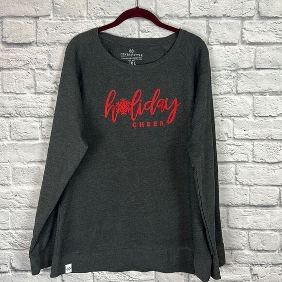 Cents of Style Gray Sweatshirt HOLIDAY CHEER Size 3X - Picture 1 of 6